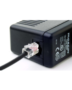 Modular adaptor cable 1.85 Mtr long with a moulded 3617 plug, center positive polarity.