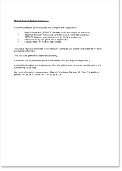 Mascot Testing Procedures